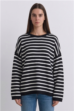 Çizgili Tunik 146049 Siyah - Beyaz