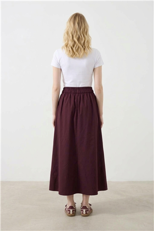Sentez 5813 Lizzy Cep Detaylı Kloş Etek Bordo