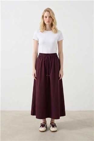 Sentez 5813 Lizzy Cep Detaylı Kloş Etek Bordo