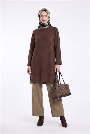 Armine Trend 26KTD411 Geniş Baklava Detaylı Tunik Mocha