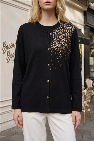 Leopar Detay Anne Bluzu 27019 Siyah