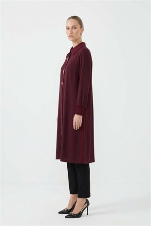 Fuat Gürşen 6930 Yusufçuk Taş Detaylı Tunik Mürdüm