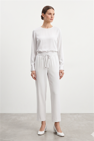 Sentez 5660 Vega Beli Lastikli Pantolon - Ekru