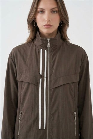 Şerit Geçiş Detaylı Pantolonlu Takım 1627 Browni