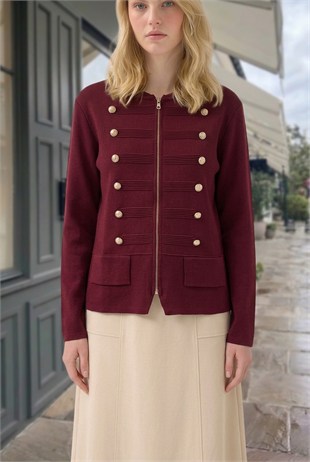 Düğme Detaylı Bluz 36409 Bordo