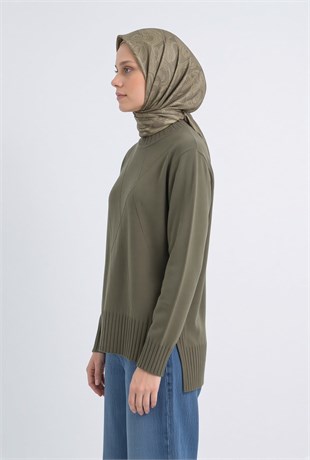 Armine Trend 26KTD415 Ön Dik Çizgi Detaylı Tunik Haki