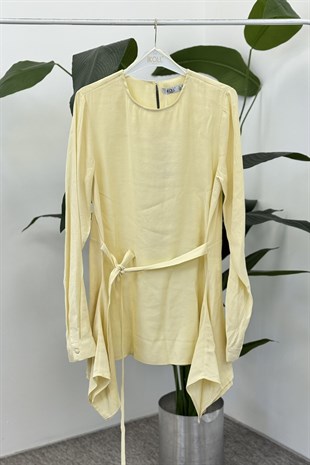 Yanları Mendil Kesim Tunik 0037247 - Sarı