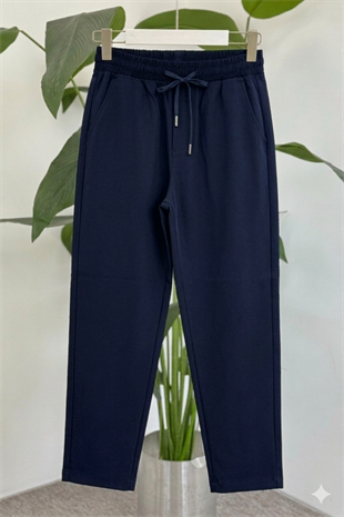 Duble Paça Beli Lastikli Likralı Pantolon X-154 - Lacivert