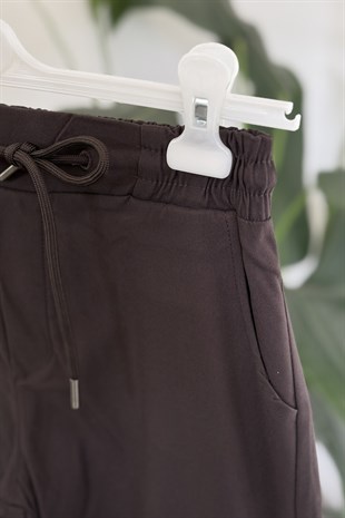 Beli Lastikli Boru Paça Pantolon X-277 - Kahve