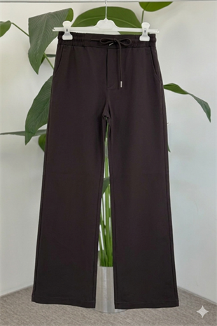 Beli Lastikli Boru Paça Pantolon X-277 - Kahve