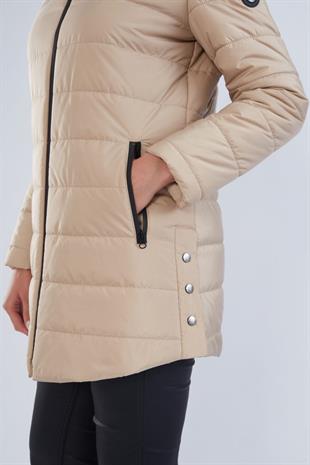 Trenç 5602 Yan Çıtçıt Detay Araboy Mont - Bej