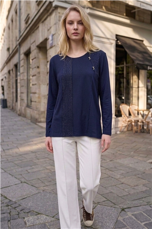 Taş Detaylı Anne Bluzu 27107 Lacivert Anne Grubu Senef 