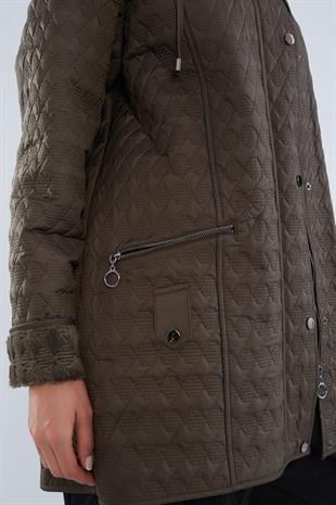 Trenç 5420 Araboy İçi Pelüş Detay Mont - Haki