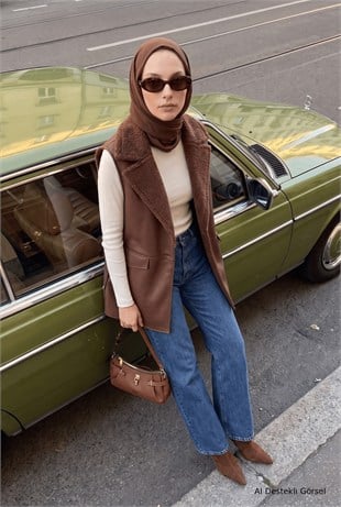 Avenna 26KT549 İçi Kürk Detay Yelek Taba