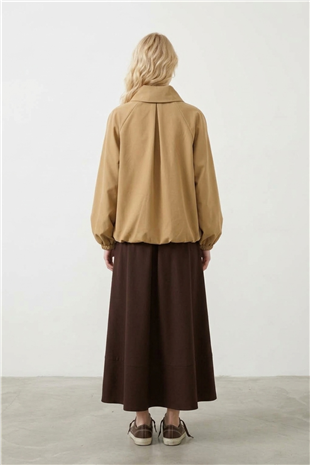 Çiçek Nakış Baskılı Kap 9316 Camel