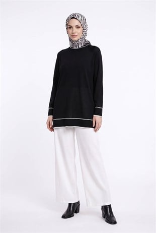Armine Trend 26KTD416 Ön Biye Detaylı Tunik Siyah