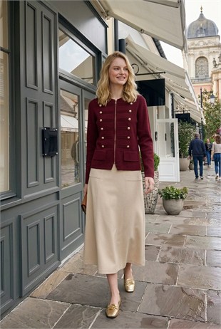 Düğme Detaylı Bluz 36409 Bordo