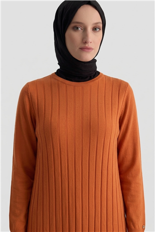 Armine Trend 25KTD901 Kendinden Şerit Detay Elbise Şeftali