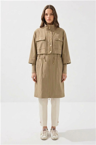 Çıt Çıt Detaylı Fermuarlı Kap 11285 Camel