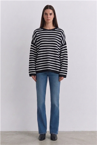 Çizgili Tunik 146049 Siyah - Beyaz