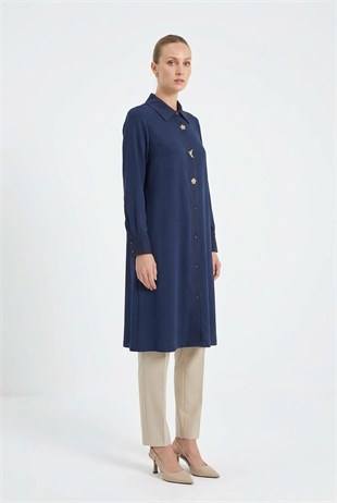 Fuat Gürşen 6930 Yusufçuk Taş Detaylı Tunik Lacivert