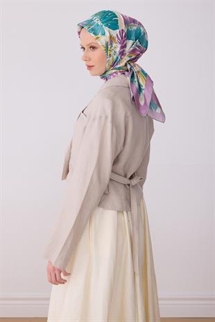 Belli Saf Twill İpek Eşarp 4323D (T) - Lila