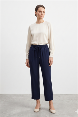 Sentez 5660 Vega Beli Lastikli Pantolon - Lacivert