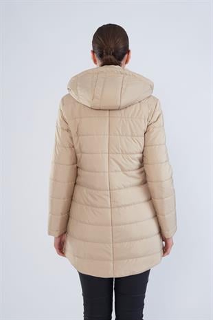 Trenç 5602 Yan Çıtçıt Detay Araboy Mont - Bej