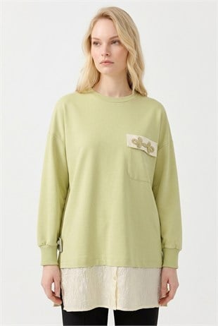Sahte Cep Detaylı Tunik 10811 Olive
