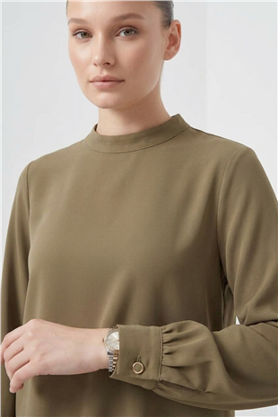 Nuss 1071 Pile Detay Pantolonlu Takım Olive