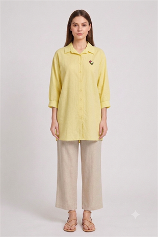 Basic Nakışlı Tunik 260198 - Sarı