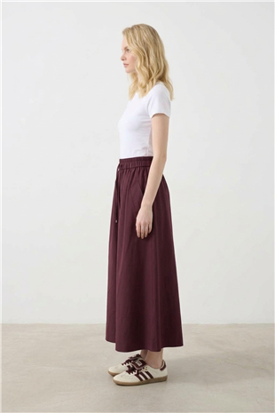Sentez 5813 Lizzy Cep Detaylı Kloş Etek Bordo