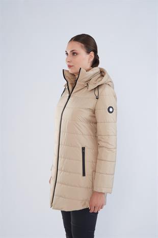 Trenç 5602 Yan Çıtçıt Detay Araboy Mont - Bej