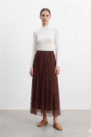Sentez 5496 Dantelli Etek - Kahve