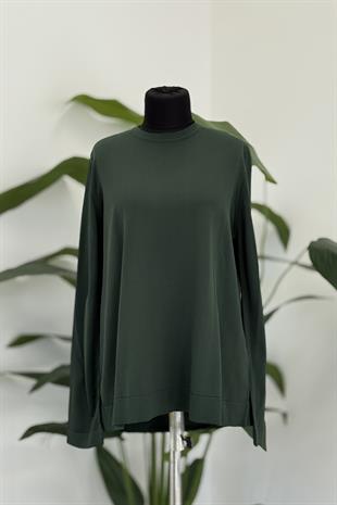 Nuss 902 Etek Üstü Oval Kesim Tunik - Çam Yeşili