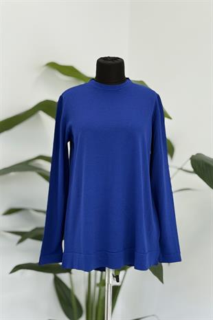 Nuss 902 Etek Üstü Oval Kesim Tunik - Saks