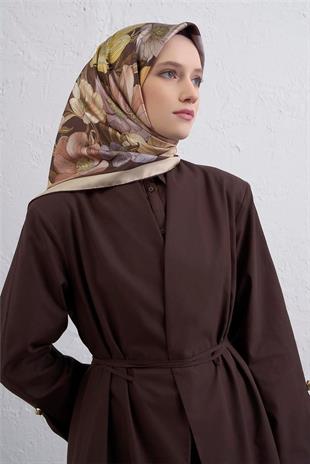 Armine Dj Saf İpek Eşarp 9403D (T) - Kahverengi