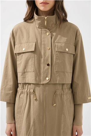 Çıt Çıt Detaylı Fermuarlı Kap 11285 Camel