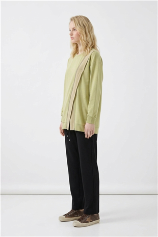 Fermuar Detaylı Tunik 10771 Olive