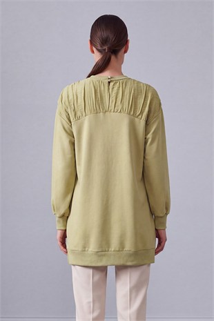 Yaprak İşlemeli Tunik 10817 Olive