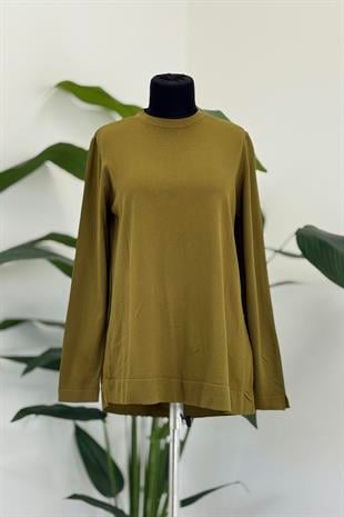 Nuss 902 Etek Üstü Oval Kesim Tunik - Zeytin Yeşili