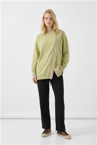 Fermuar Detaylı Tunik 10771 Olive