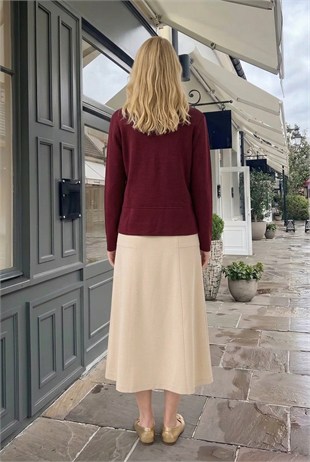 Düğme Detaylı Bluz 36409 Bordo