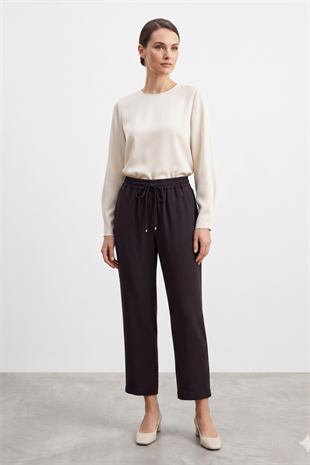 Sentez 5660 Vega Beli Lastikli Pantolon - Kahve