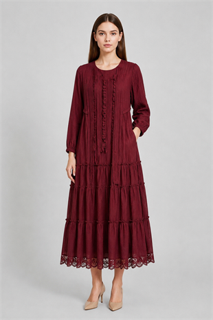 LissMore 6259 Elbise - Bordo