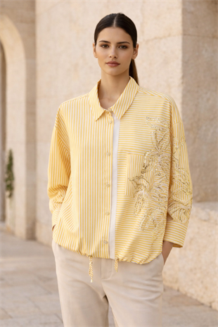 Ghisa 4317 Tunik - Sarı - Çizgili