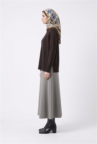 Armine Trend 26KTD415 Ön Dik Çizgi Detaylı Tunik Kahverengi