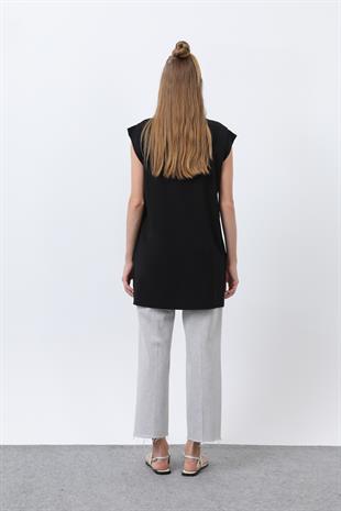 Sıfır Kol Modal İçlik T-shirt 40008 - Siyah
