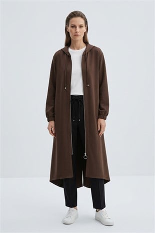 Tam Boy Kapüşonlu Kap 15288 Browni