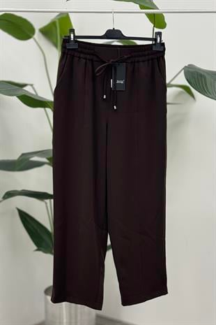Sentez 5618 Elegance Beli Lastikli Pantolon - Kahve